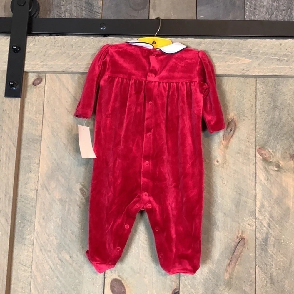 Ralph Lauren red velvet one piece outfit Size 6 Months New with tag